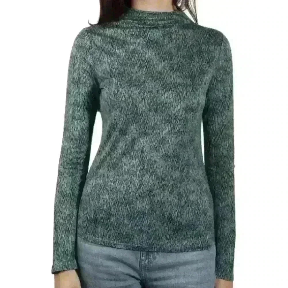 WORTHINGTON | Women's Jade Blue/Green Long Sleeved Turtleneck Top